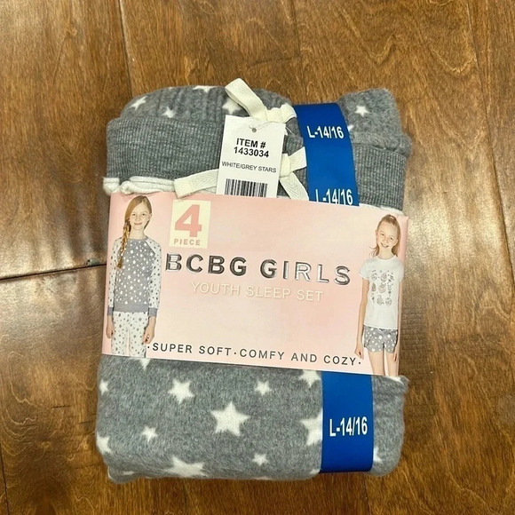 BCBG Girls BCBGgirls 4 piece sleep set pajamas new with tags large‎ 14/16 NWT - Picture 1 of 4